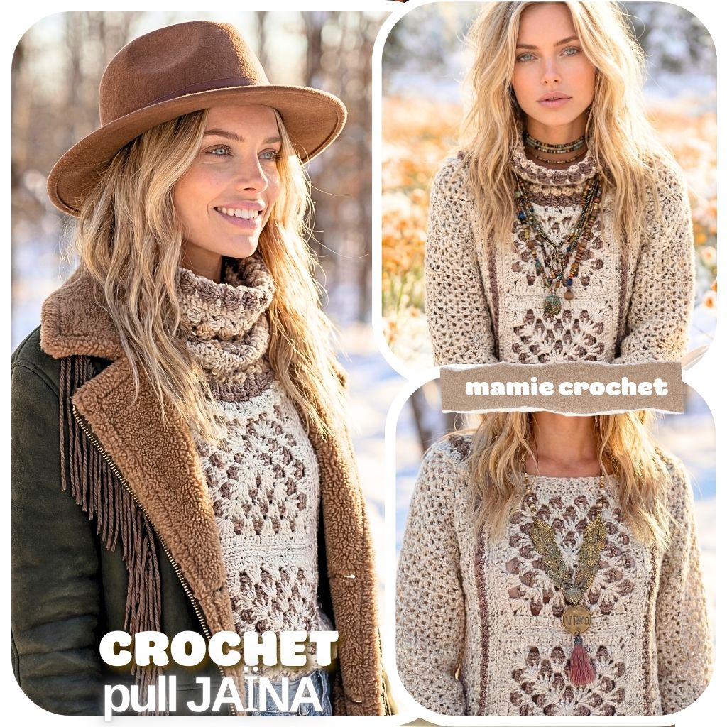 Pull / Poncho Jaïna Mamie Crochet tuto pdf