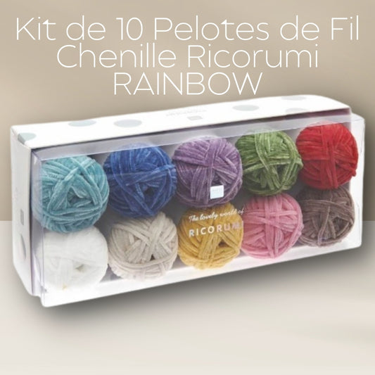 Kit de 10 Pelotes de fil Chenille Ricorumi RAINBOW