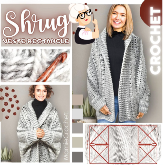 Veste Shrug Mamie Crochet tuto pdf